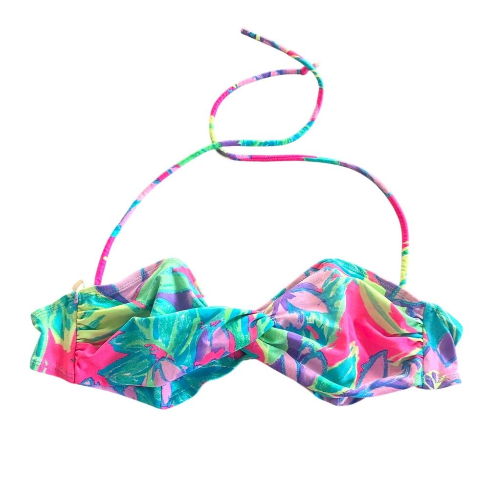 Sessa Vintage Floral Twist-Front Halter Bikini Top Size 10